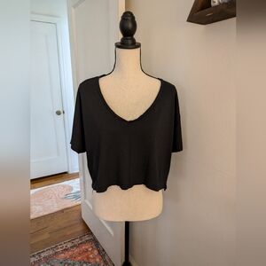 Lagenlook Black BP Crop Tee (1X)